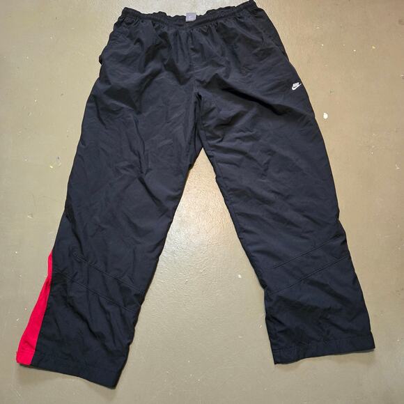 Vintage Y2K Nike‎ Zip Ankle Black Red Track Pants Men's Size XXL - Picture 1 of 5